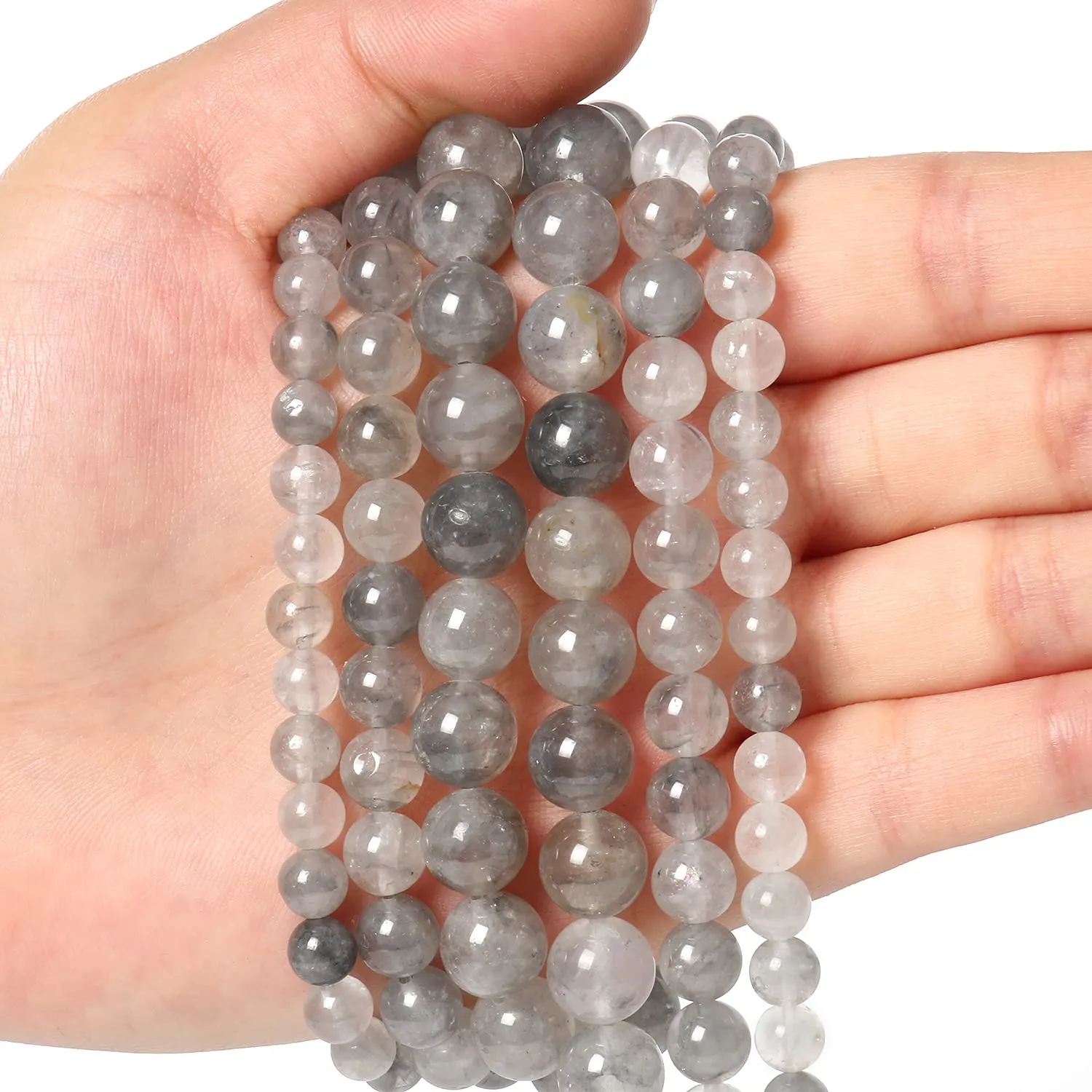 35pcs 10mm Natural Stone Beads Greystone Crystal Beads Energy Crystal Healing Power Gemstone for Jewelry Making, DIY Bracelet Necklace