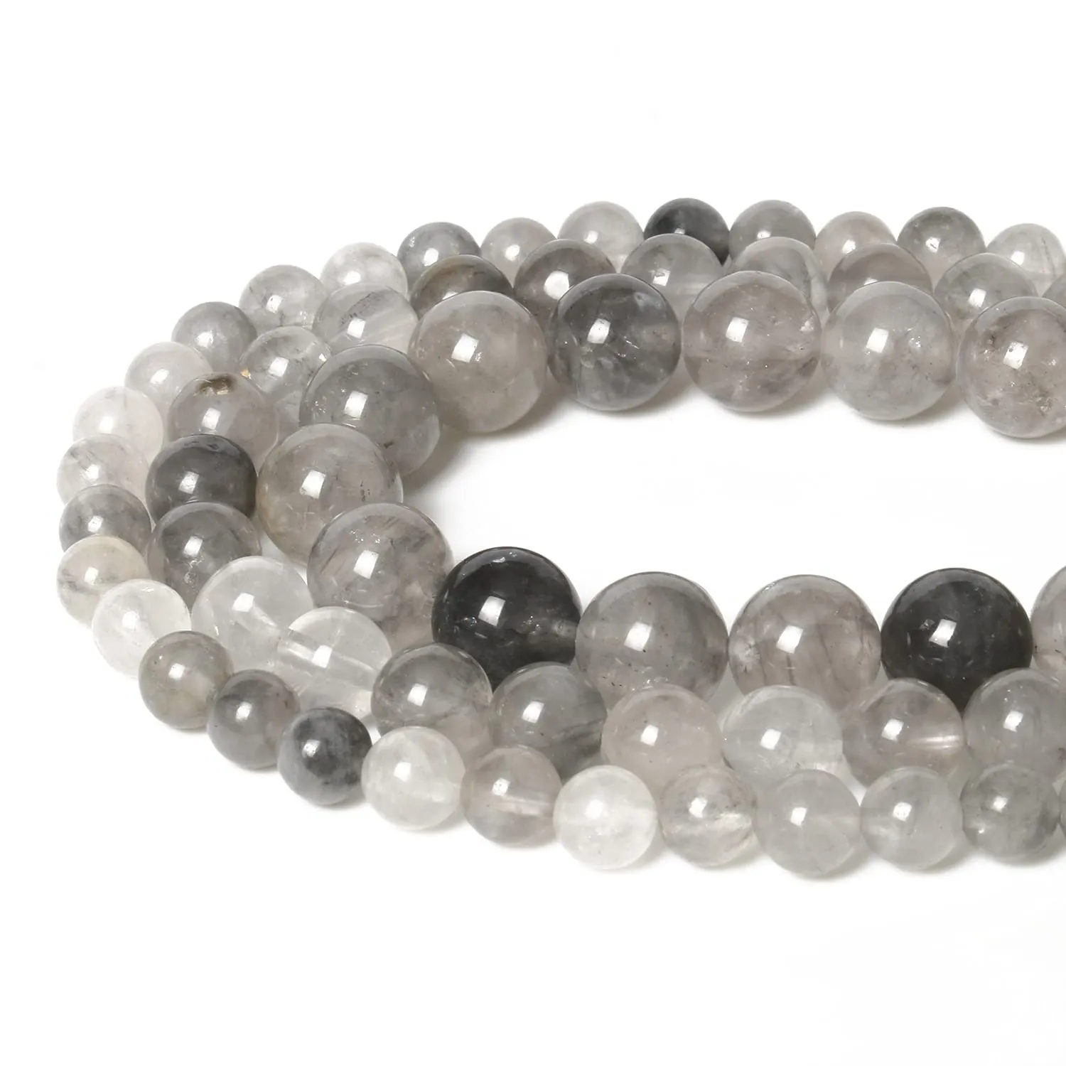 35pcs 10mm Natural Stone Beads Greystone Crystal Beads Energy Crystal Healing Power Gemstone for Jewelry Making, DIY Bracelet Necklace