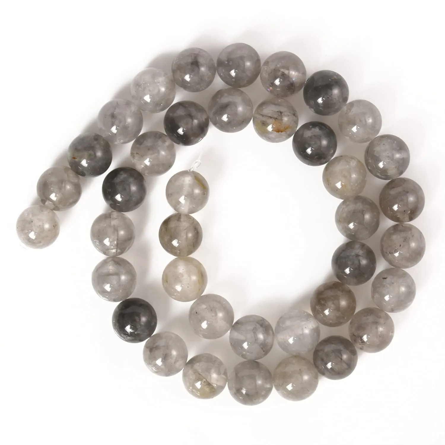 35pcs 10mm Natural Stone Beads Greystone Crystal Beads Energy Crystal Healing Power Gemstone for Jewelry Making, DIY Bracelet Necklace
