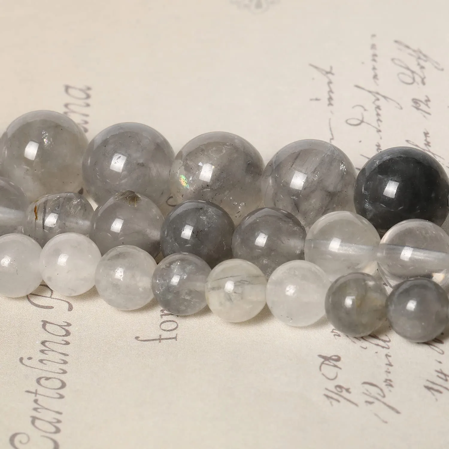 35pcs 10mm Natural Stone Beads Greystone Crystal Beads Energy Crystal Healing Power Gemstone for Jewelry Making, DIY Bracelet Necklace