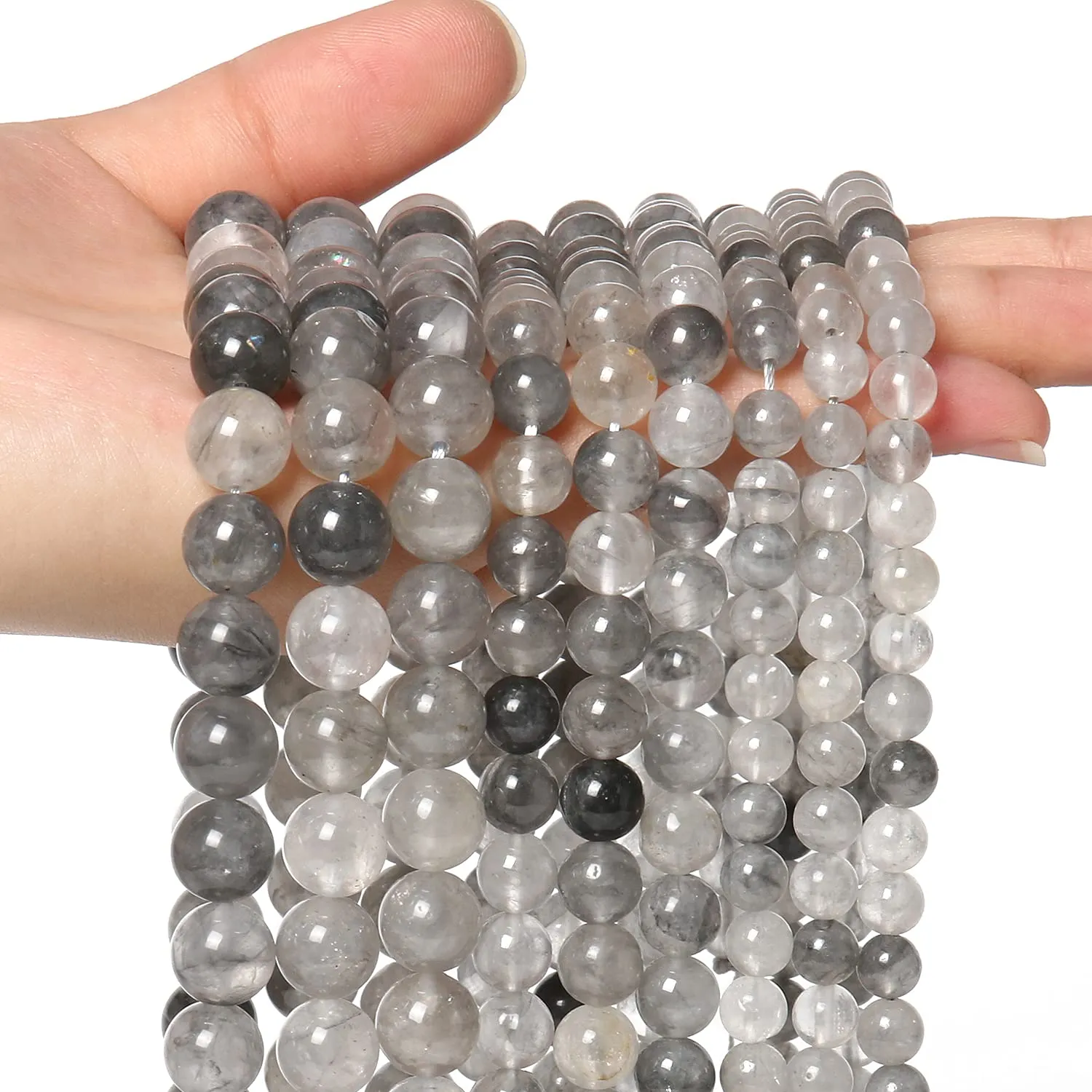 35pcs 10mm Natural Stone Beads Greystone Crystal Beads Energy Crystal Healing Power Gemstone for Jewelry Making, DIY Bracelet Necklace