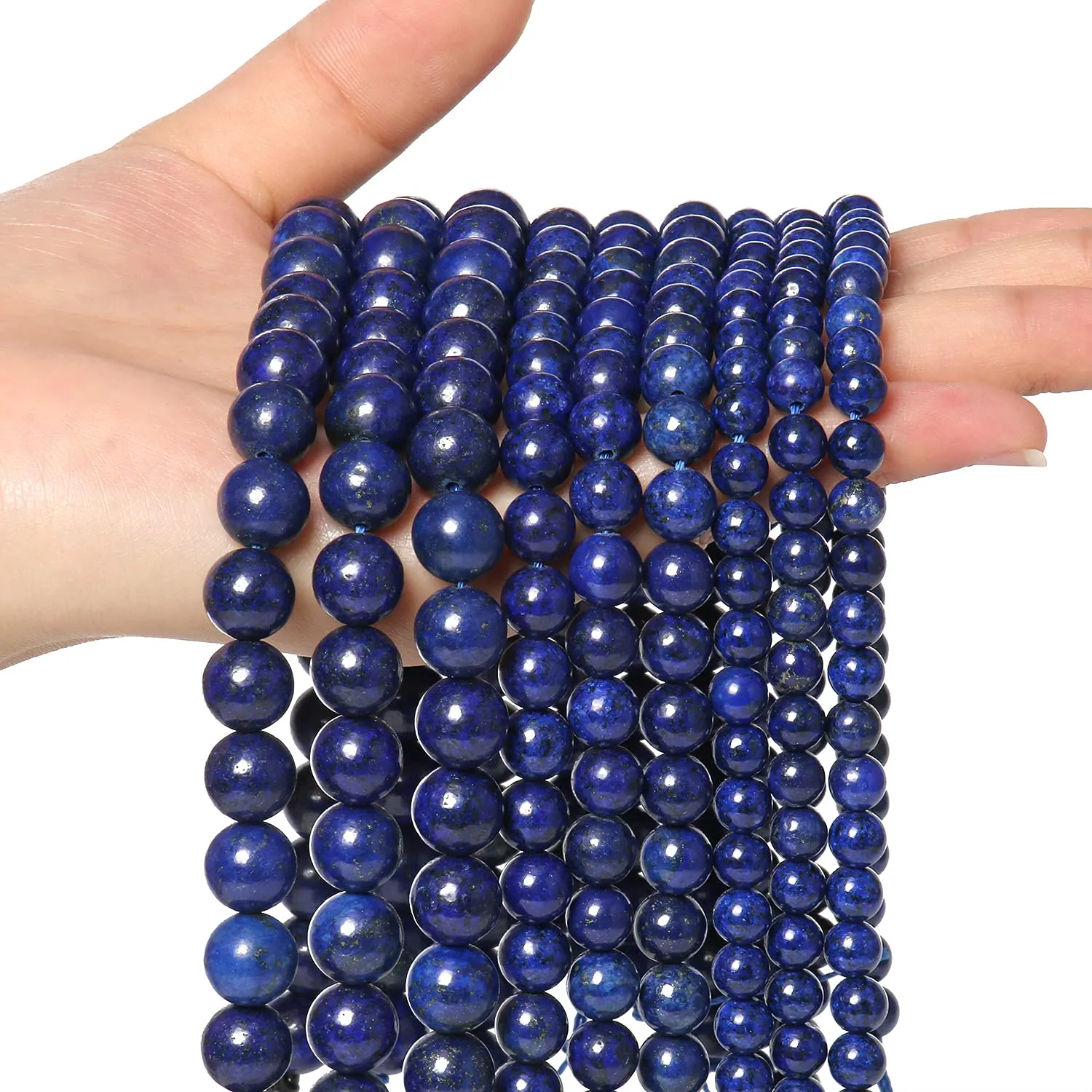 35pcs 10mm Natural Stone Beads Lapis Lazuli Beads Energy Crystal Healing Power Gemstone for Jewelry Making, DIY Bracelet Necklace