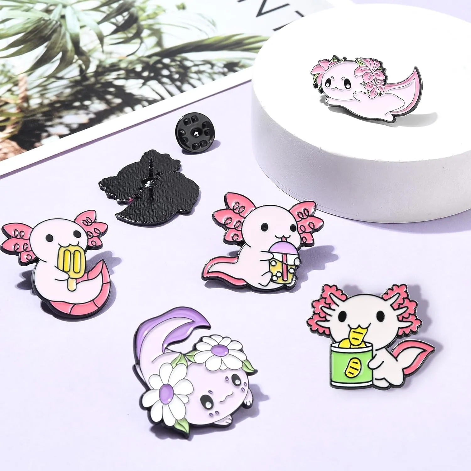 6/9 PCS Alloy Enamel Brooch Pins Cute Cat/Salamander/Cartoon Dog/Barbie Pink/Space etc Theme Pins Lapel Pin Set Brooch Pin for Backpacks Badges Hats Bags