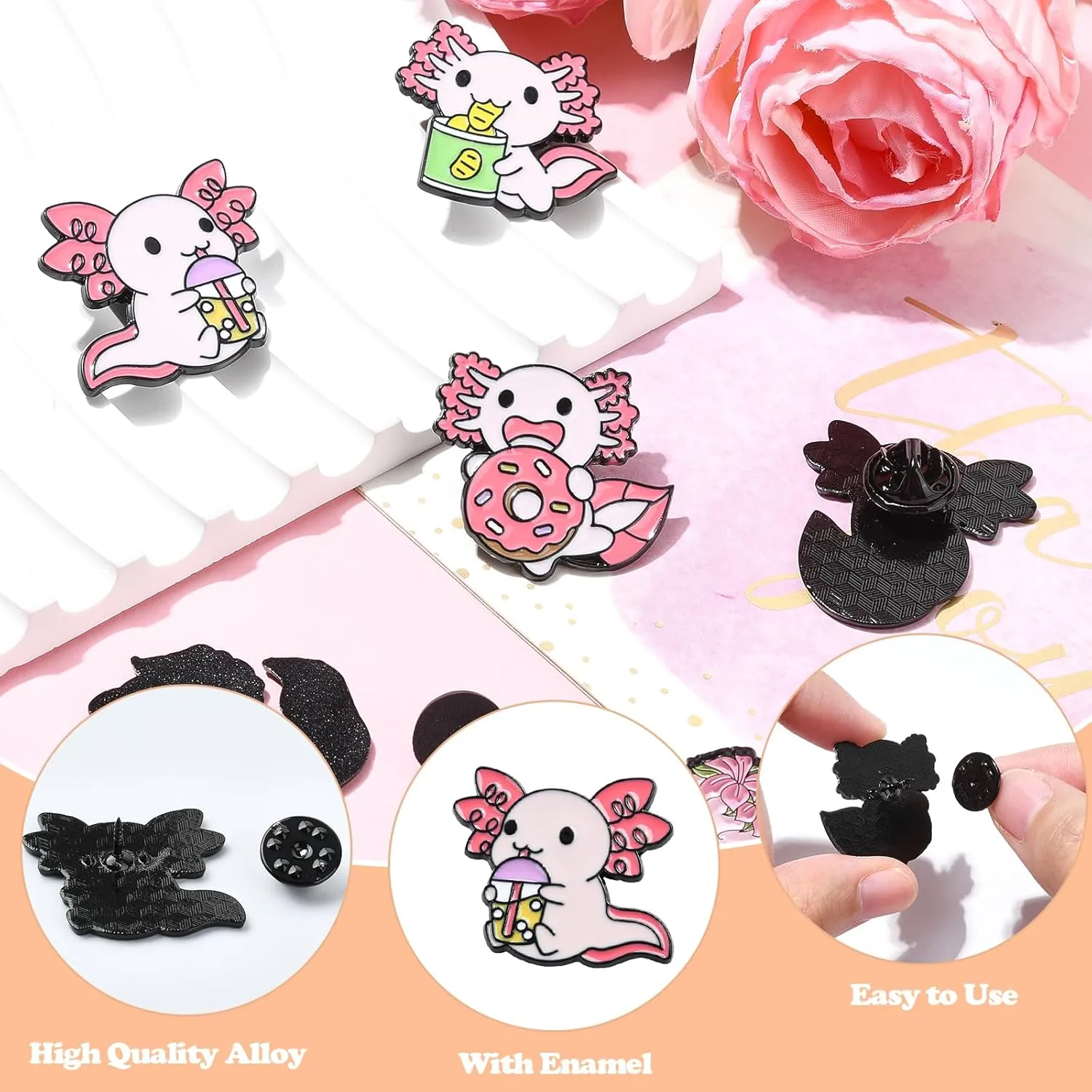 6/9 PCS Alloy Enamel Brooch Pins Cute Cat/Salamander/Cartoon Dog/Barbie Pink/Space etc Theme Pins Lapel Pin Set Brooch Pin for Backpacks Badges Hats Bags