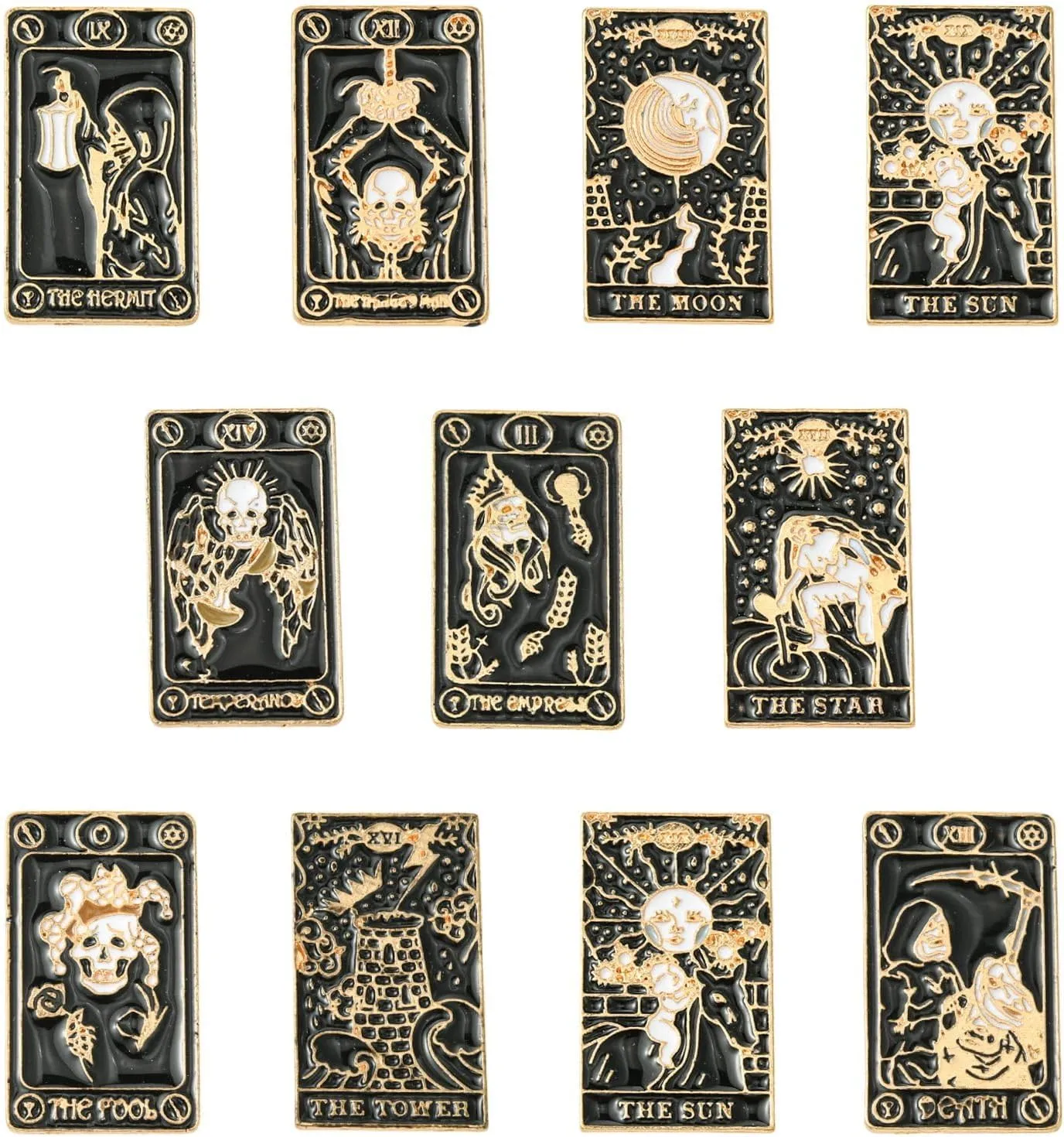 Airssory Mixed Styles Bee Flower Tarot Ribbon Travel Theme Alloy Brooches Pins for DIY Clothes Backpack Hats Jackets Craft
