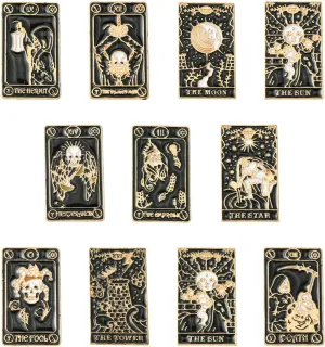Airssory Mixed Styles Bee Flower Tarot Ribbon Travel Theme Alloy Brooches Pins for DIY Clothes Backpack Hats Jackets Craft