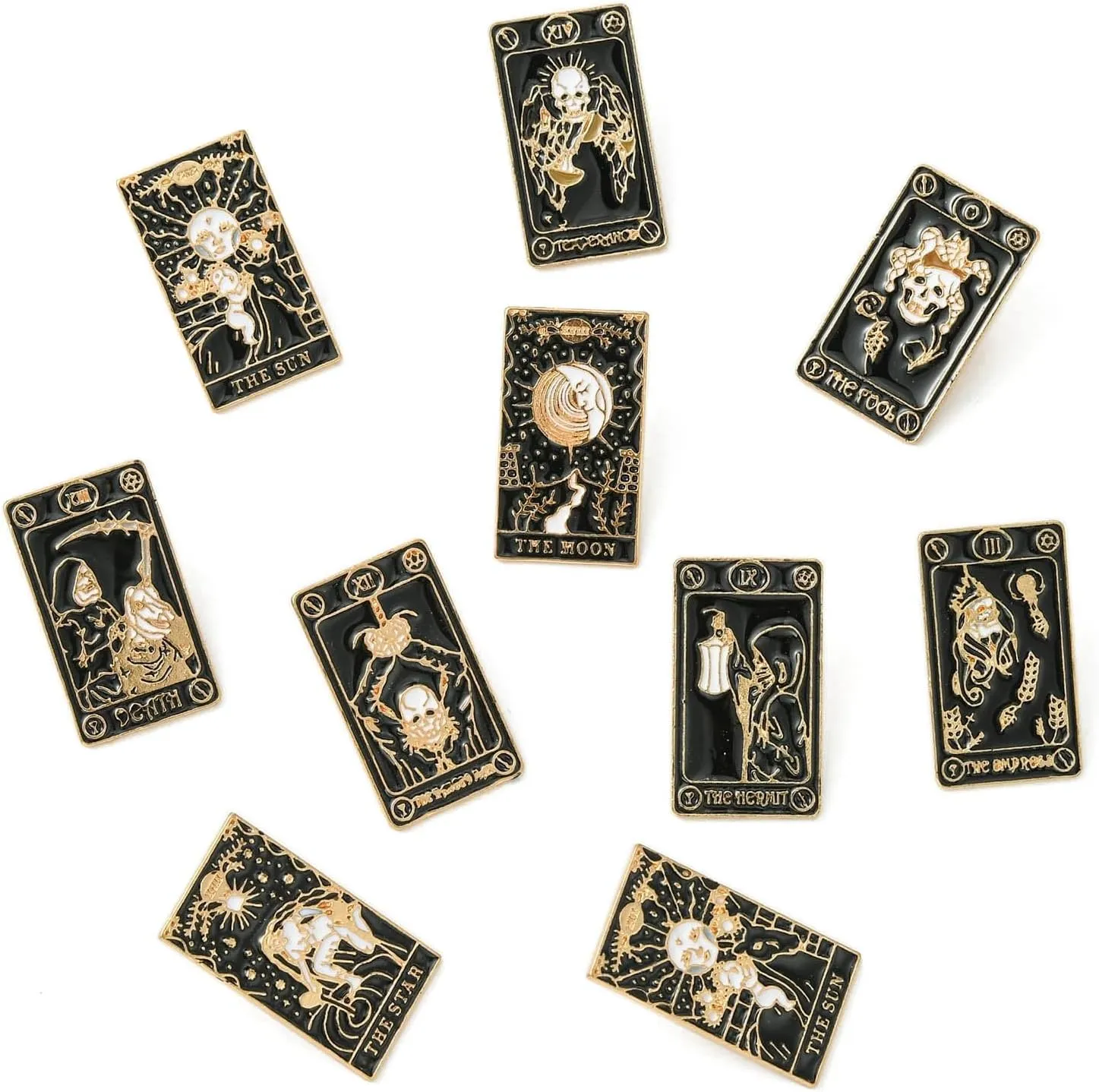 Airssory Mixed Styles Bee Flower Tarot Ribbon Travel Theme Alloy Brooches Pins for DIY Clothes Backpack Hats Jackets Craft