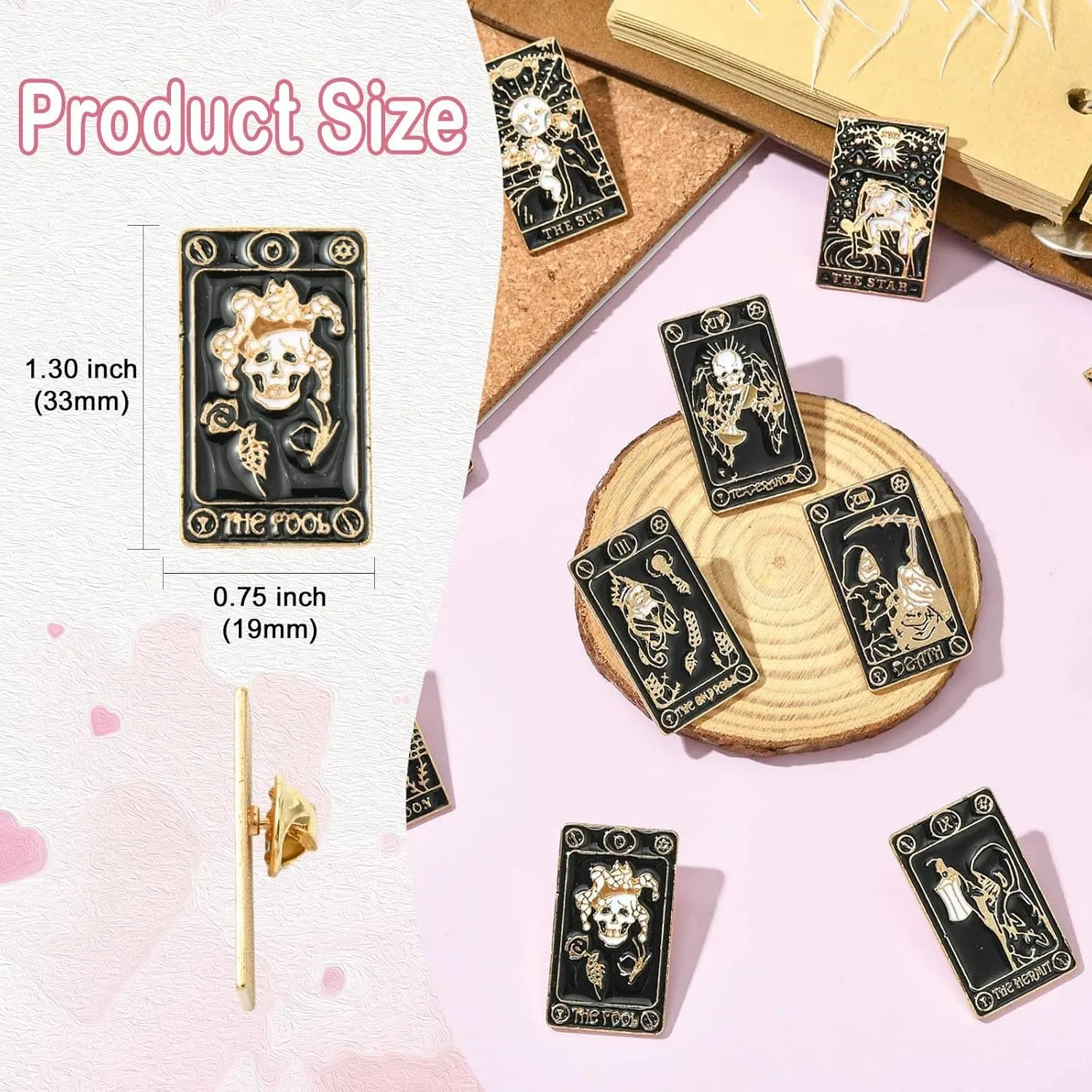 Airssory Mixed Styles Bee Flower Tarot Ribbon Travel Theme Alloy Brooches Pins for DIY Clothes Backpack Hats Jackets Craft
