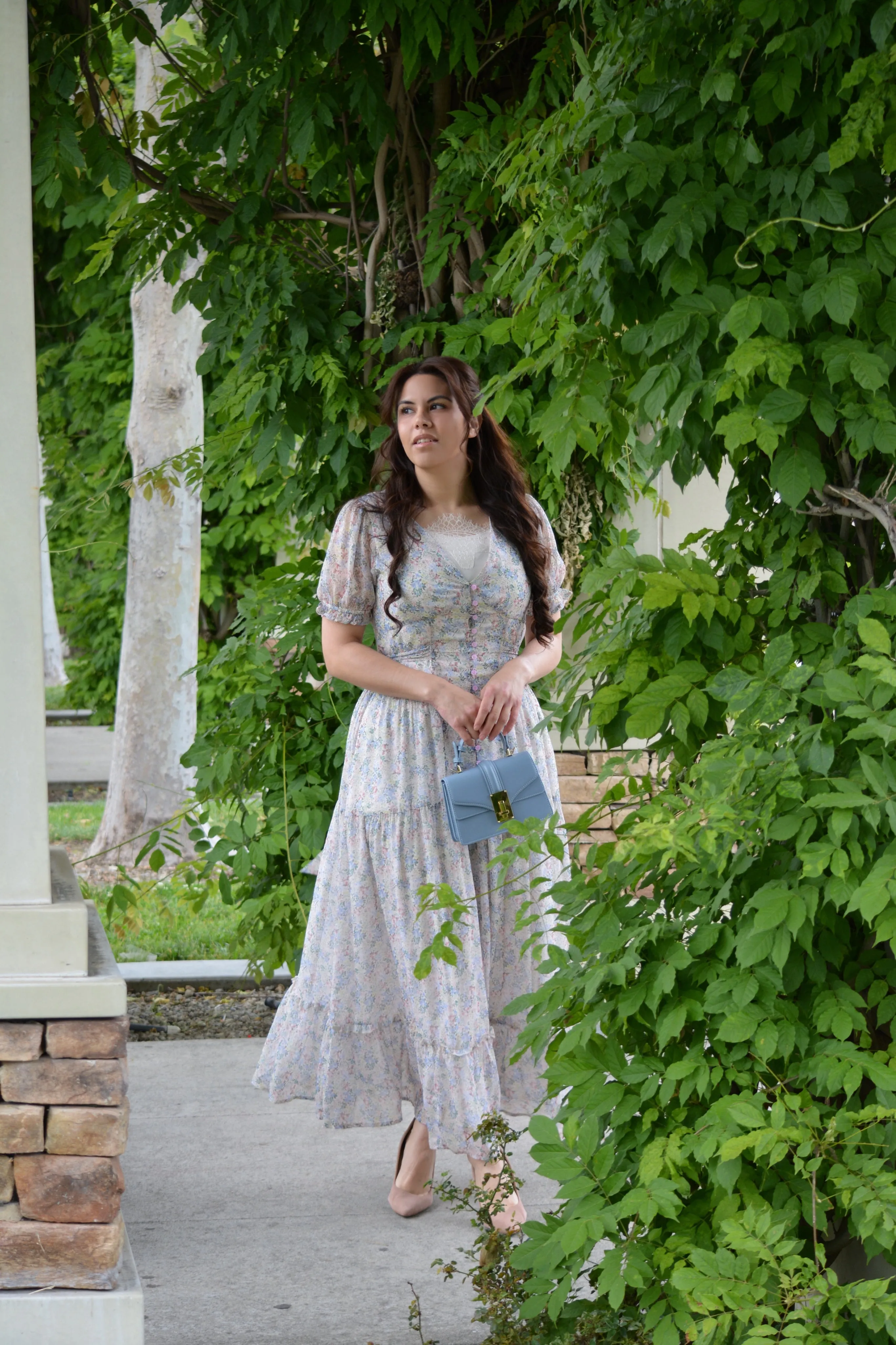 Alvia Small Blue Floral Maxi Dress