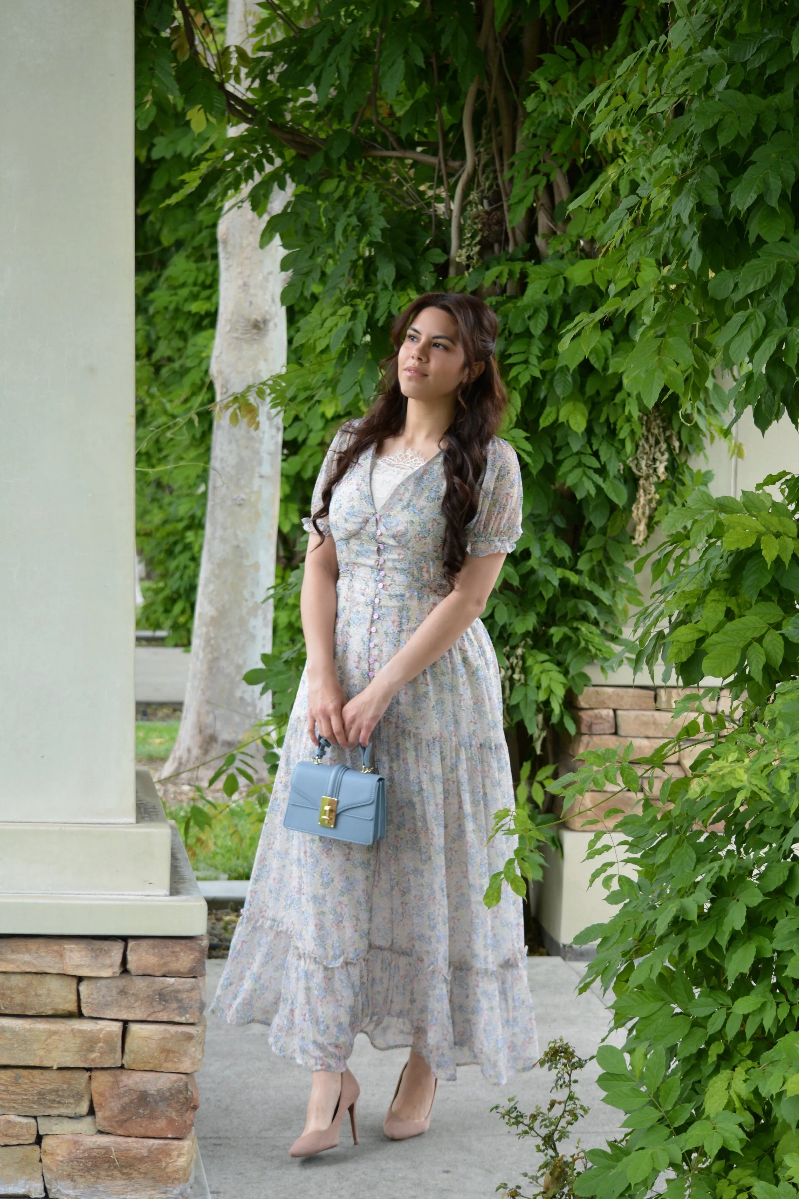 Alvia Small Blue Floral Maxi Dress
