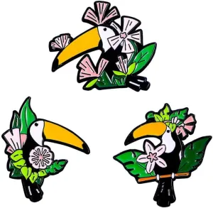 Animal Pin Colorful Fashion Bird Toucan Large Parrot Brooches For Women