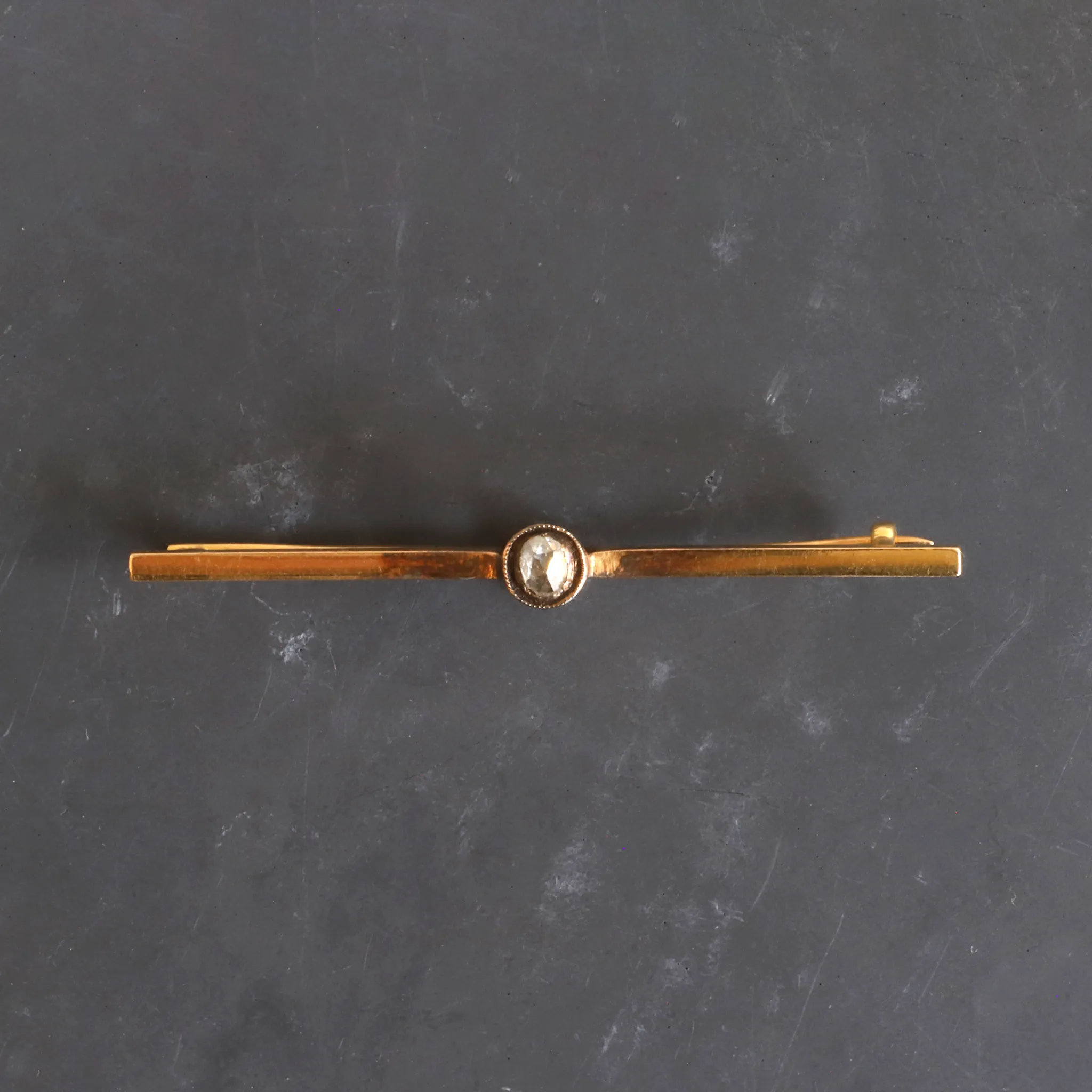 Antique 18k Yellow Gold with Rose Cut Diamond Brooch / Pin