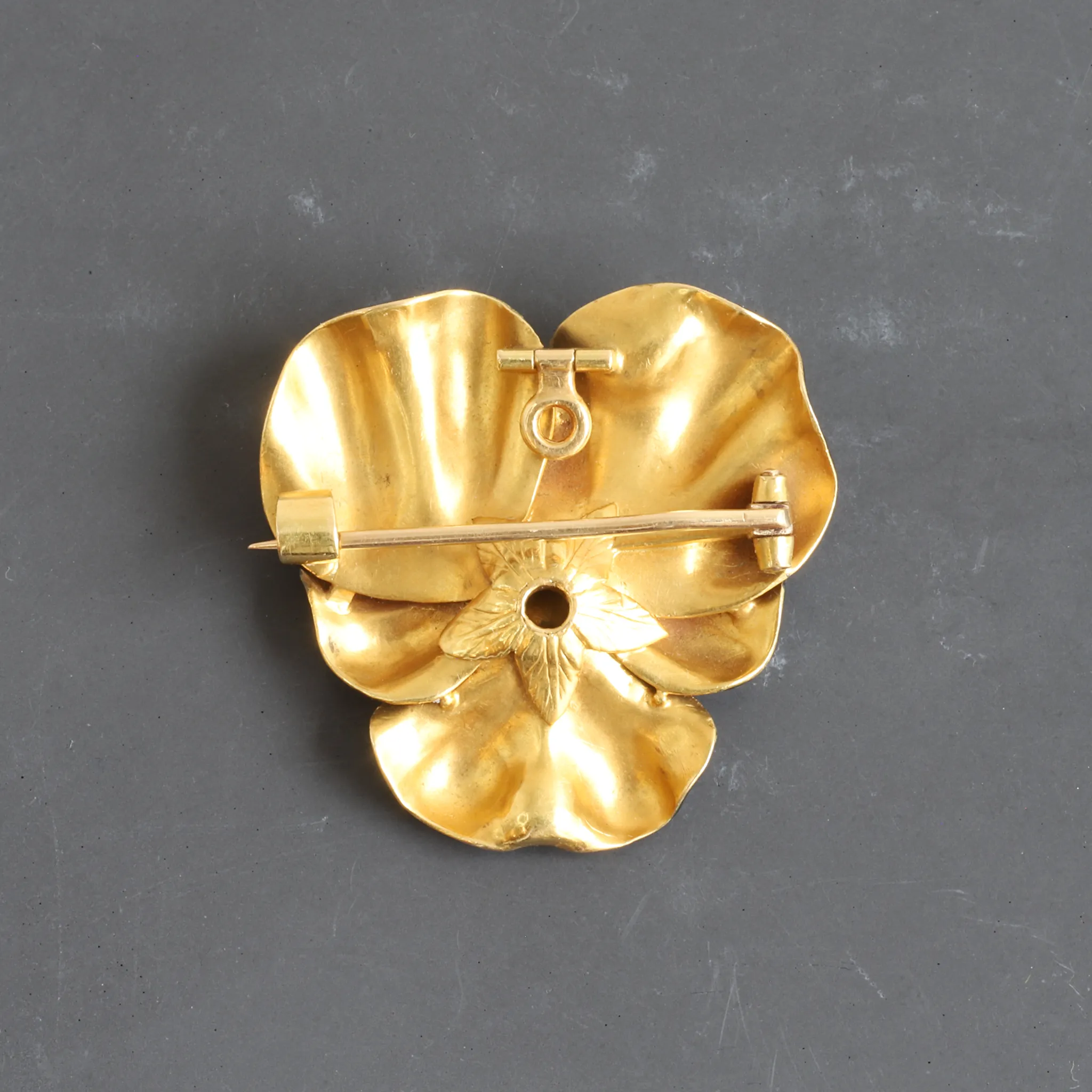 Antique Enamel and Gold Pansy Brooch