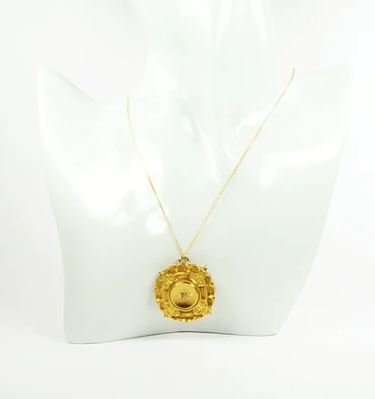Antique Etruscan Revival 9ct Pendant Brooch With 20 Inch Necklace