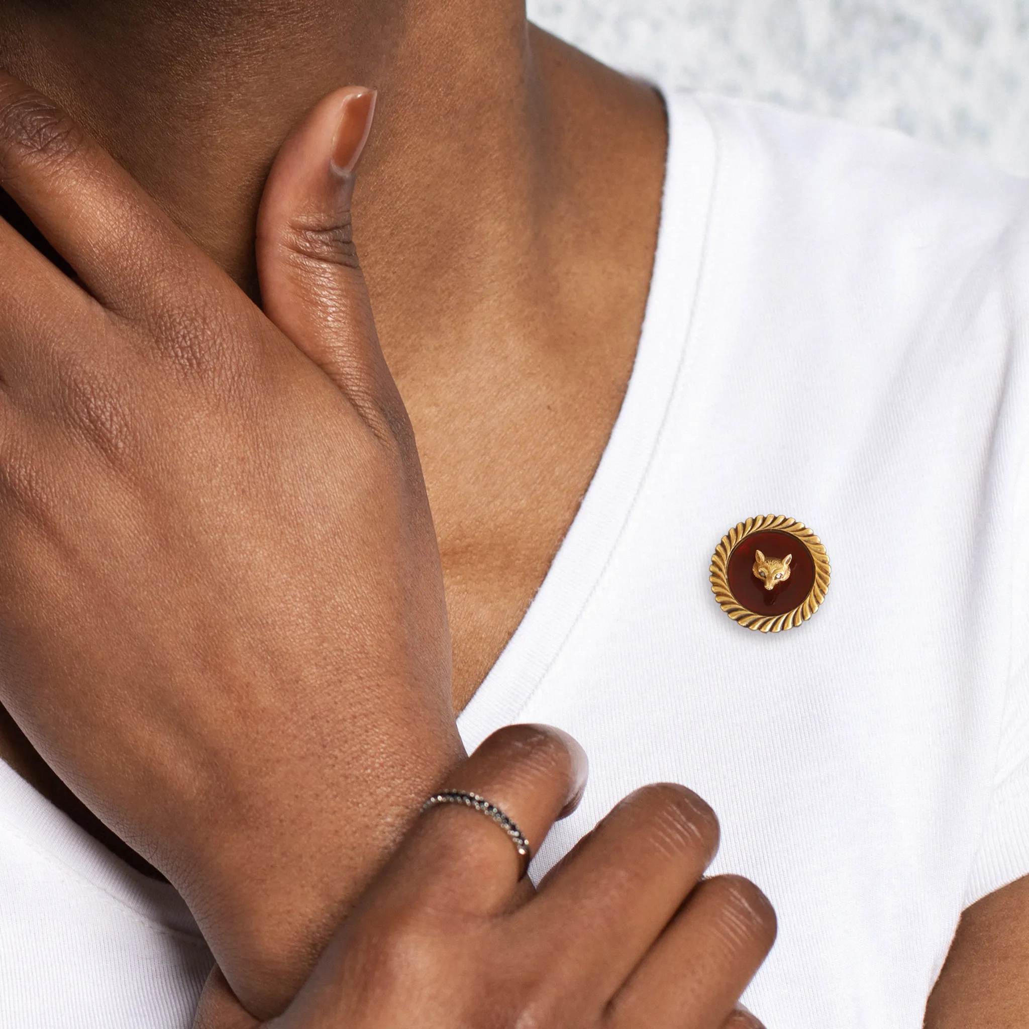 Antique Fox Head Pin in 14K Gold