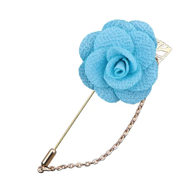Bridegroom Wedding Brooches Cloth Art Hand-made Rose Flower Brooch Lapel Pin Badge Tassel Chain