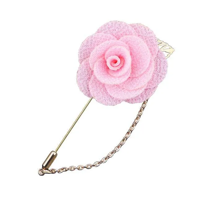 Bridegroom Wedding Brooches Cloth Art Hand-made Rose Flower Brooch Lapel Pin Badge Tassel Chain