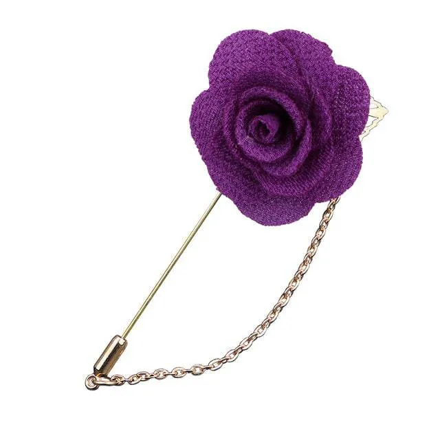 Bridegroom Wedding Brooches Cloth Art Hand-made Rose Flower Brooch Lapel Pin Badge Tassel Chain