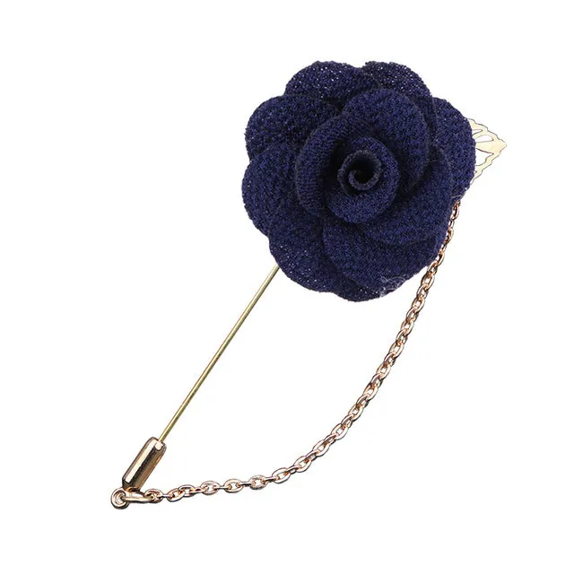 Bridegroom Wedding Brooches Cloth Art Hand-made Rose Flower Brooch Lapel Pin Badge Tassel Chain