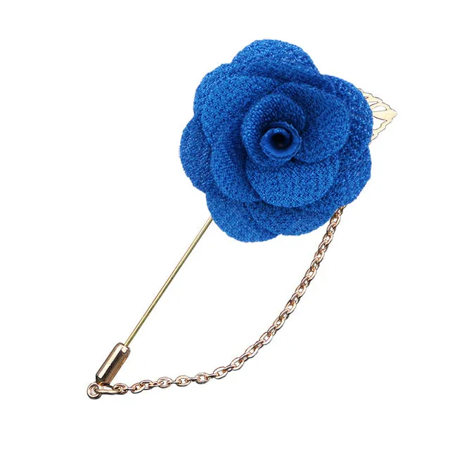 Bridegroom Wedding Brooches Cloth Art Hand-made Rose Flower Brooch Lapel Pin Badge Tassel Chain