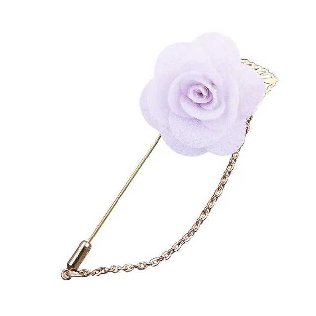 Bridegroom Wedding Brooches Cloth Art Hand-made Rose Flower Brooch Lapel Pin Badge Tassel Chain