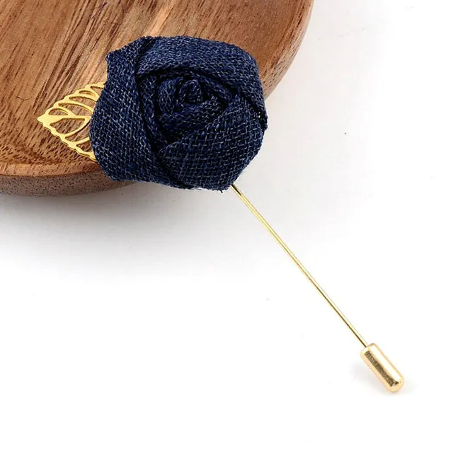 Bridegroom Wedding Brooches Cloth Art Hand-made Rose Flower Brooch Lapel Pin Badge Tassel Chain
