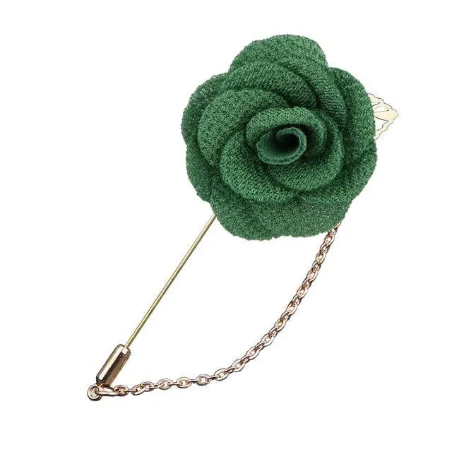 Bridegroom Wedding Brooches Cloth Art Hand-made Rose Flower Brooch Lapel Pin Badge Tassel Chain