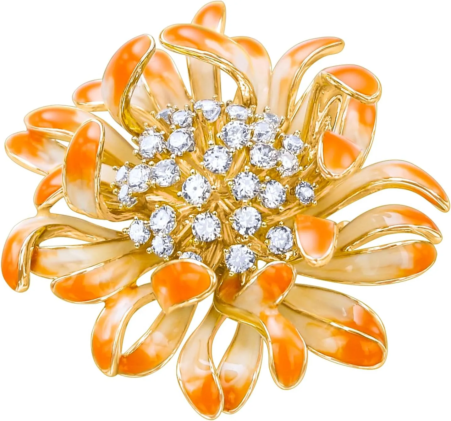 Brooches For Women,14k Gold Plated Copper,Cubic Zirconia Daisy Brooch Pins For WomenCubic Zirconia BroachFlower Broach