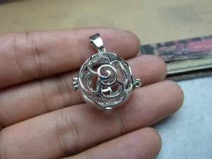 Bulk 4pcs! Rose Flower Fairy Orb Lockets Lucky Magic Box Rose Flower Locket Charm