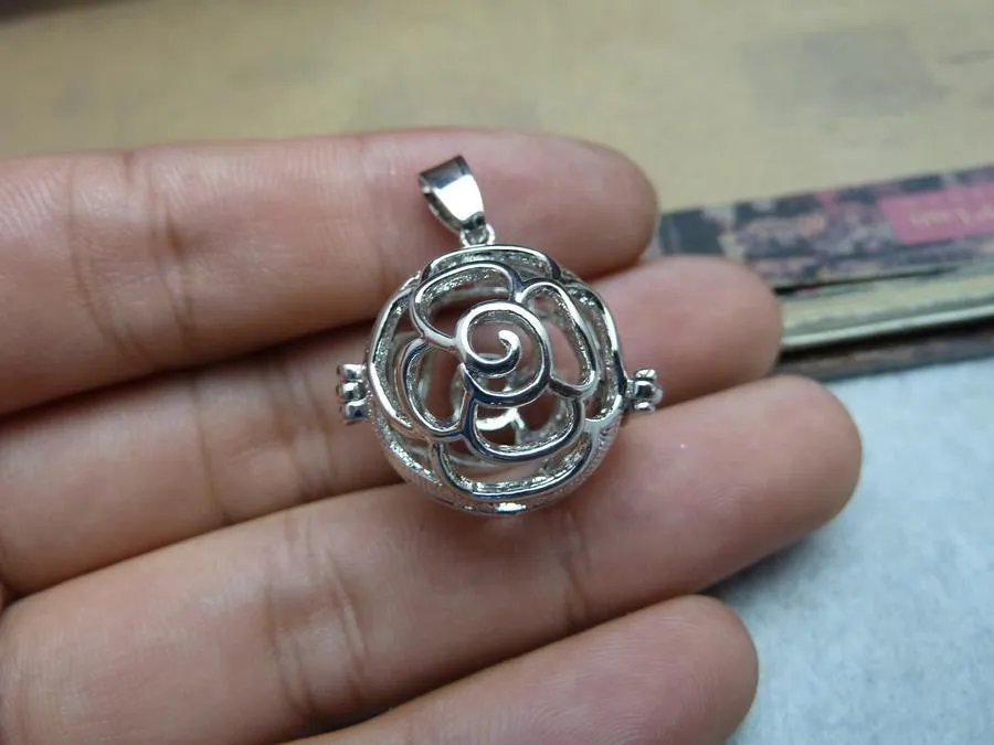 Bulk 4pcs! Rose Flower Fairy Orb Lockets Lucky Magic Box Rose Flower Locket Charm