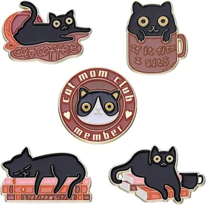 Cat Enamel Pins Set,Funny Brooch Pins for Backpack Jacket Clothes,Cartoon Lapel Badges,Button Aesthetic Pins Bulk