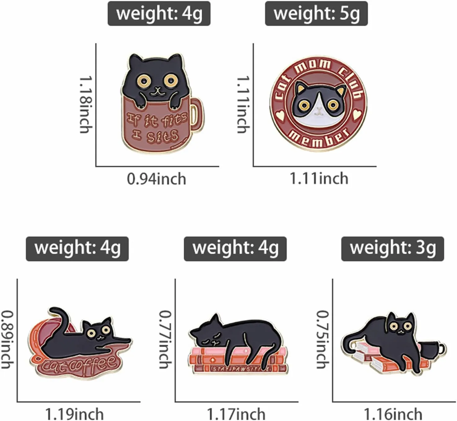 Cat Enamel Pins Set,Funny Brooch Pins for Backpack Jacket Clothes,Cartoon Lapel Badges,Button Aesthetic Pins Bulk