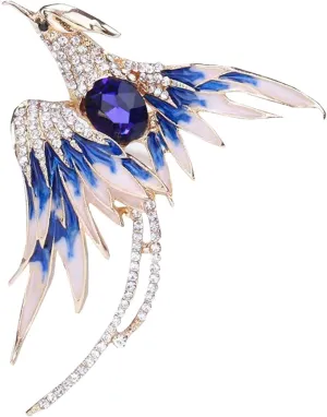 Colorful Crystal Rhinestone Phoenix Brooch,Handmade Enamel Lapel Brooch Pins Cute Phoenix Bird Animal Brooch Premium Badge Costume Hat Bag Decoration Accessories for Women Girls