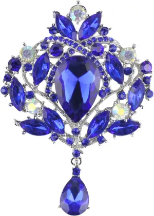 Created Crystal Brooch for Women Shiny Flower Teardrop Brooch Pin