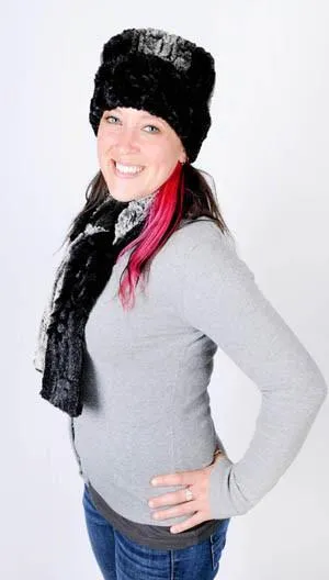 Cuffed Pillbox, Reversible - Luxury Faux Fur in Chinchilla Brown (One Large Left!)