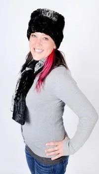 Cuffed Pillbox, Reversible - Luxury Faux Fur in Chinchilla Brown (One Left!)
