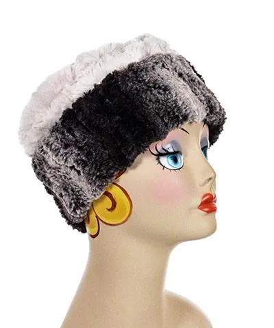 Cuffed Pillbox, Reversible - Luxury Faux Fur in Chinchilla Brown (One Left!)