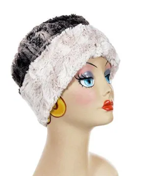 Cuffed Pillbox, Reversible - Luxury Faux Fur in Chinchilla Brown (One Left!)