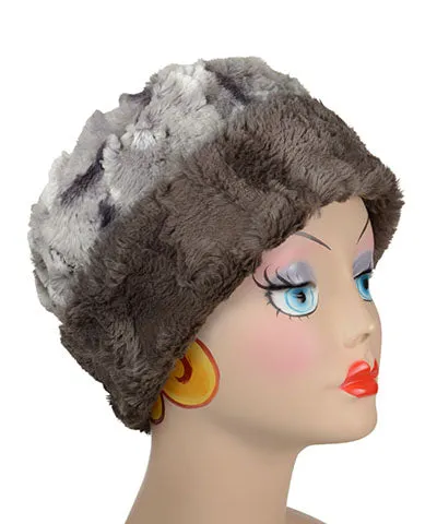 Cuffed Pillbox, Reversible (Solid or Two-Tone) - Cascade Luxury Faux Furs