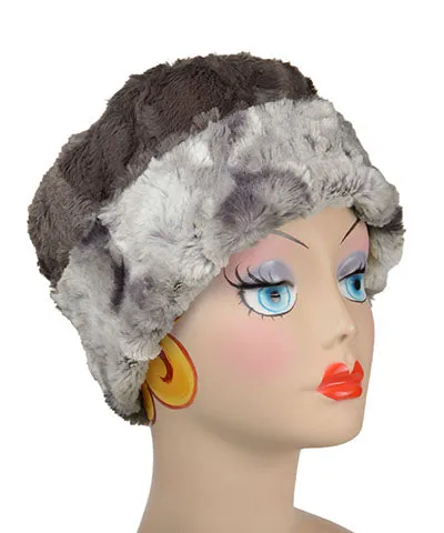 Cuffed Pillbox, Reversible (Solid or Two-Tone) - Cascade Luxury Faux Furs