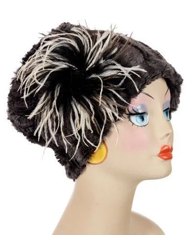 Cuffed Pillbox, Reversible (Solid or Two-Tone) - Luxury Faux Fur in Espresso Bean