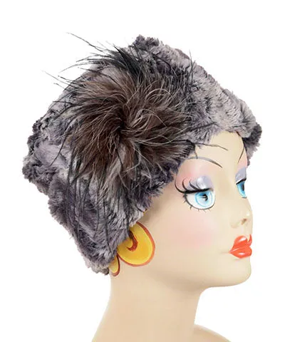 Cuffed Pillbox, Reversible (Solid or Two-Tone) - Luxury Faux Fur in Muddy Waters