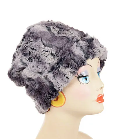 Cuffed Pillbox, Reversible (Solid or Two-Tone) - Luxury Faux Fur in Muddy Waters
