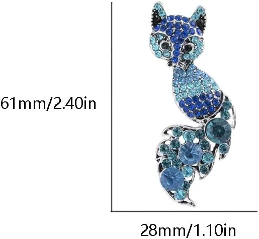Cute Fox Rhinestones Cartoon Animal Brooch Lapel Pins Badge Cat Crystal Brooches for Women Girls Suit Clothing Backpacks Bags Hats Accessory Fashion Jewelry
