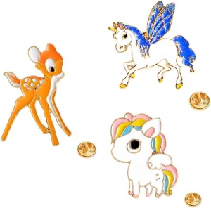 Cute Pegasus Sika Deer Colorful Horse Brooch Cartoon Animal Enamel Pin Creative Metal Badge for Hat Jacket Cotton Shirt Skirt