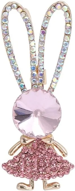 Cute Rabbit Pink Crystal Brooch Pin for Women Girls Bunny Animal Rhinestone Brooches Clip Lapel Shawl Sweater Dress Suit Jackets Backpacks Brooches Pins Dainty Jewelry Gifts Easter