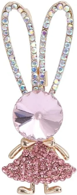 Cute Rabbit Pink Crystal Brooch Pin for Women Girls Bunny Animal Rhinestone Brooches Clip Lapel Shawl Sweater Dress Suit Jackets Backpacks Brooches Pins Dainty Jewelry Gifts Easter
