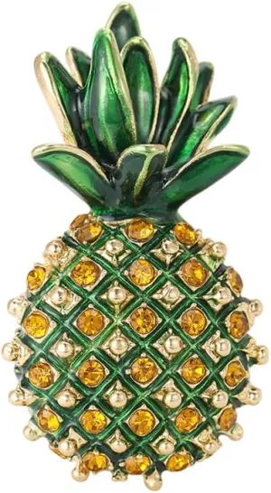 Fashion Pineapple Brooch for Women Men Cartoon Fruit Brooches Lapel Pin Boutonniere Dainty Crystal Cubic Zirconia Clothing Bag Hat Accessories Wedding Bridal Banquet Clothing Decoration Unique Jewelry