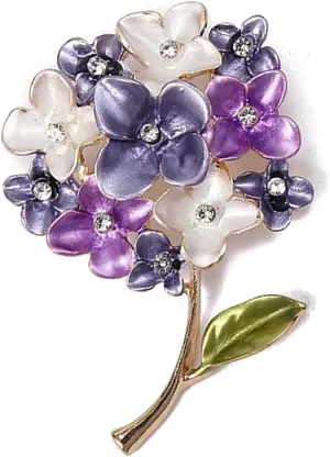 Gold Enamel Crystal Flower Brooches Pins Fashion Beautiful Created Rhinestone Floral Brooch Good Idea for Party Dance Wedding Banquet for Elegant Women Girl (Purple)
