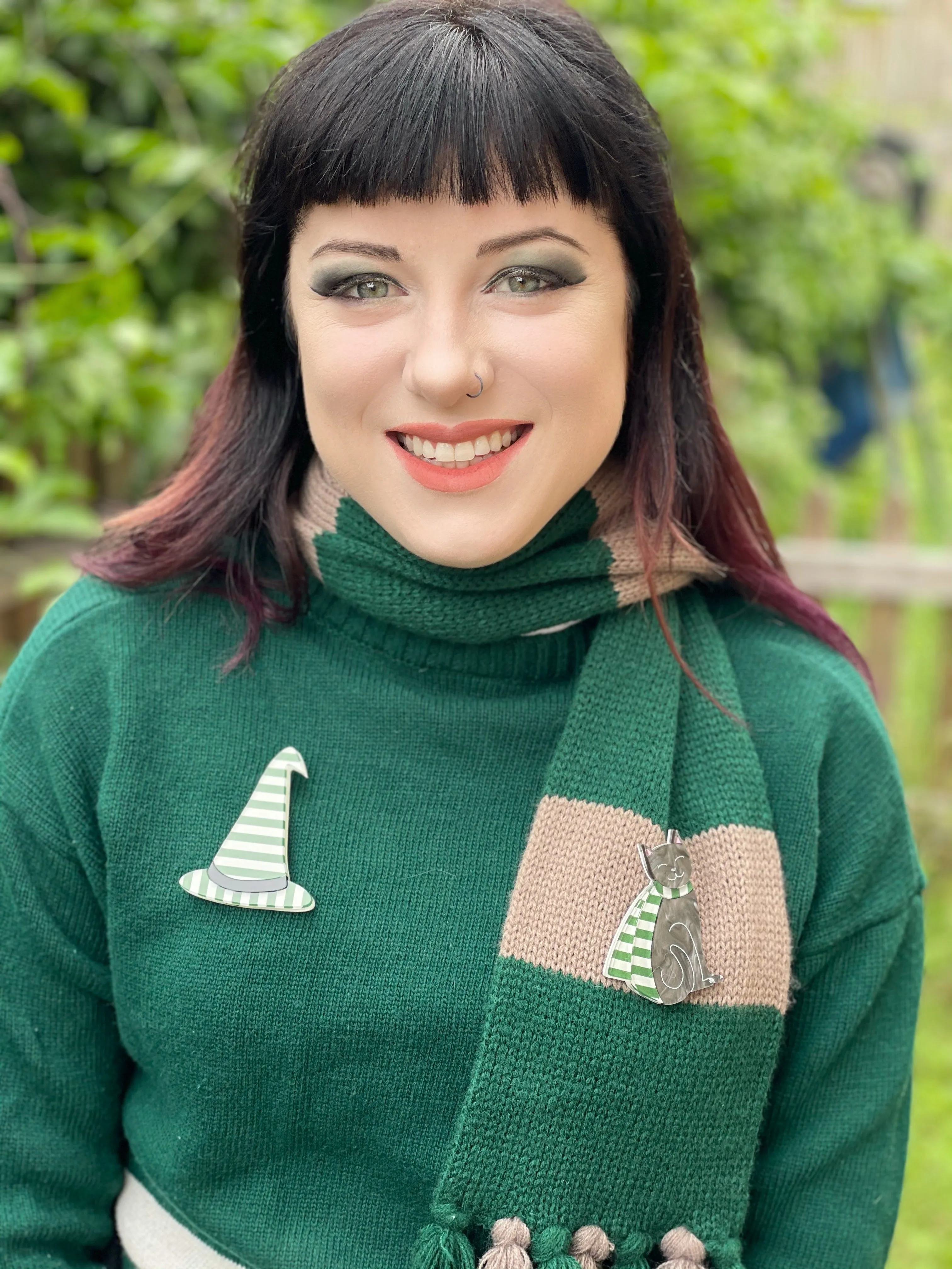 Green and grey magical hat - Brooch